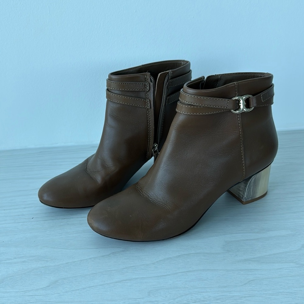Tory Burch brown leather heel bootie size 9
